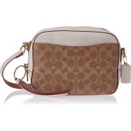 COACH Camera Bag in Coated Canvas Signature Tan/Chalk/Brass One Size