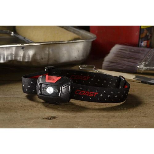  COAST FL19 Dual-Color Wide-Angle Flood Beam LED Headlamp (Red/Black, Clamshell Packaging)