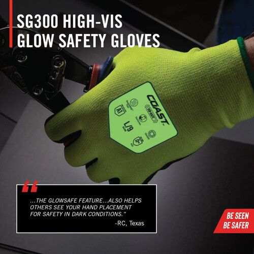  COAST SG300 High-Vis Glow Safety Gloves (X-Large)