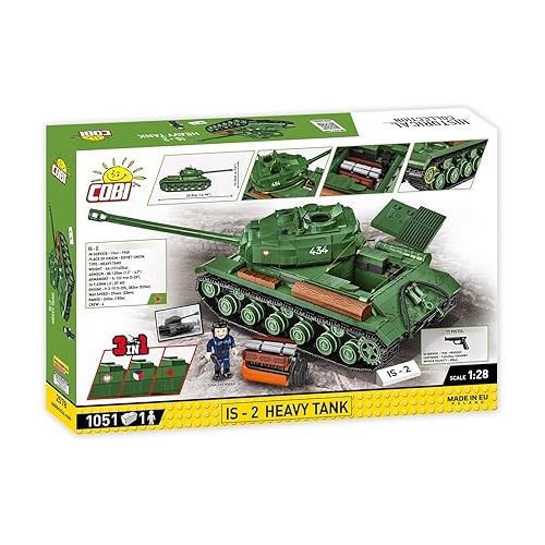  COBI Historical Collection WWII is-2 Heavy Tank (3-in-1) Tank, Army Green
