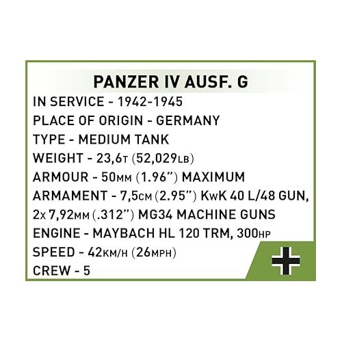  COBI Historical Collection World War II Panzer IV AUSF. G Tank for Unisex Children