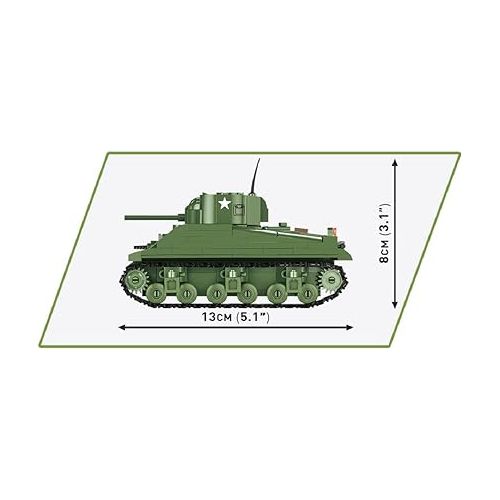  COBI Historical Collection World War II Sherman M4A1 Tank, Green, 1:48 Scale