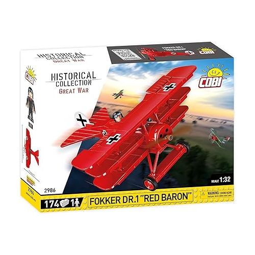  COBI Historical Collection: The Great War Fokker DR.1 Red Baron Plane,7+ years,178 pcs