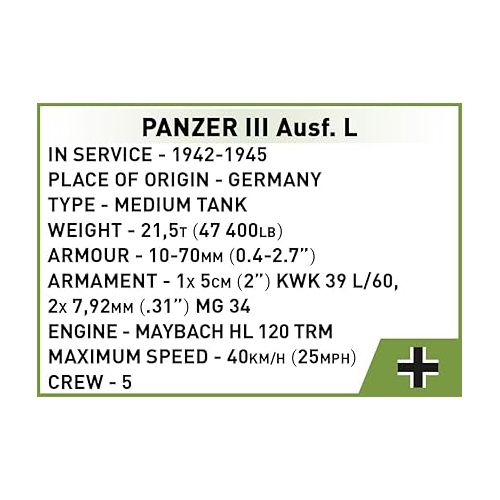  COBI Historical Collection WWII Pazner III Ausf. L 1:72 Scale Tank