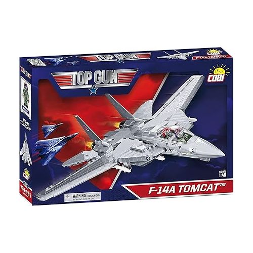  COBI Top Gun F-14A Tomcat Fighter Plane - 1:48 Scale 754 Piece Building Set with Maverick and Goose Figures