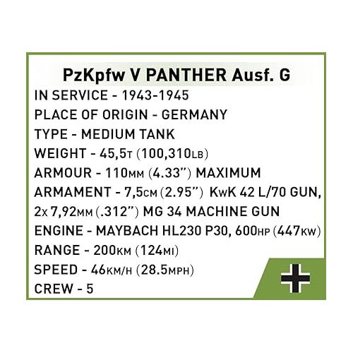  COBI Historical Collection WWII PzKpfw V Panther Ausf. G. Tank