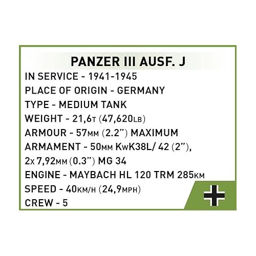  COBI Historical Collection WWII Panzer III Ausf. J. Tank