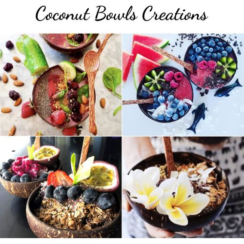  [아마존베스트]Coco Soul Bowls Coconut Bowls and Coconut Spoons Gift Set (Set of 2 Coco Bowls + 2 Coco Spoons) - 100% Natural - Vegan - Organic - Hand Made - Eco Friendly - Made from Reclaimed Coconut Shells - A