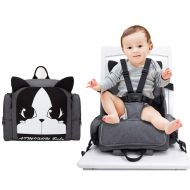 COCOCKA Family and Toddler Dining Travel Booster Seats, Multi-Functional Shoulder Maternity Dining Chair Bag, 5-Point Harness and Storage Bag Travel Bag - 11.4×5.5×15.3 (Grey)