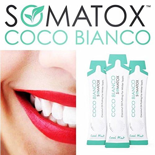  COCOPULL SOMATOX COCO BIANCO - Coconut Oil Pulling Kit + FREE Tooth Shade Guide  Natural Teeth Whitening Kit - Natural Teeth Whitening Detox  Virgin Coconut Oil With Mint ★ 1 Month Course