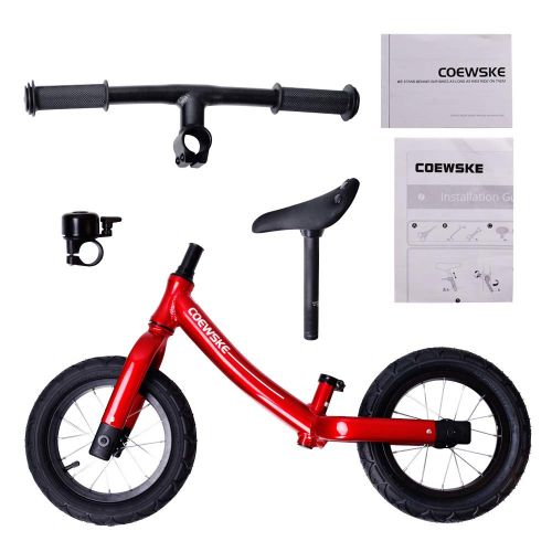  COEWSKE 12in Kid Balance Bike Children Running Bicycle Magnesium Alloy No Pedal Walking Bicycle for Ages 18 Months to 5 Years Old