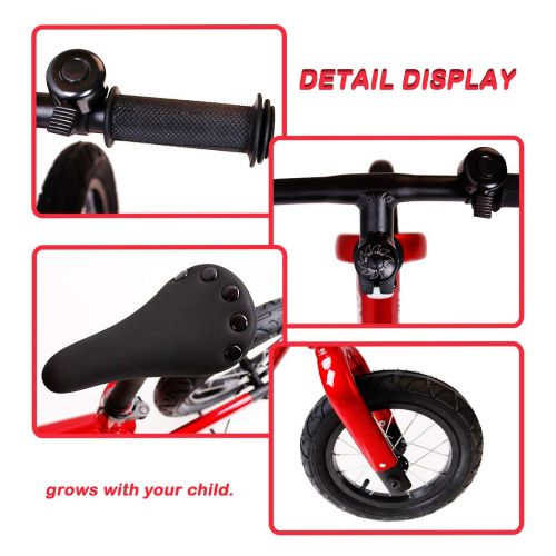  COEWSKE 12in Kid Balance Bike Children Running Bicycle Magnesium Alloy No Pedal Walking Bicycle for Ages 18 Months to 5 Years Old