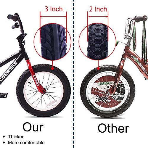  COEWSKE BMX Cycling Kid Bikes Children Sport Bicycle Snowbike Fat Tire for Girl and Boy 16-18 Inch with Training Wheel