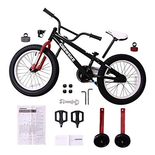  COEWSKE BMX Cycling Kid Bikes Children Sport Bicycle Snowbike Fat Tire for Girl and Boy 16-18 Inch with Training Wheel