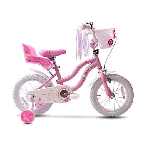  COEWSKE Kids Bike Steel Frame Children Bicycle Little Princess Style 14-16 Inch with Training Wheel