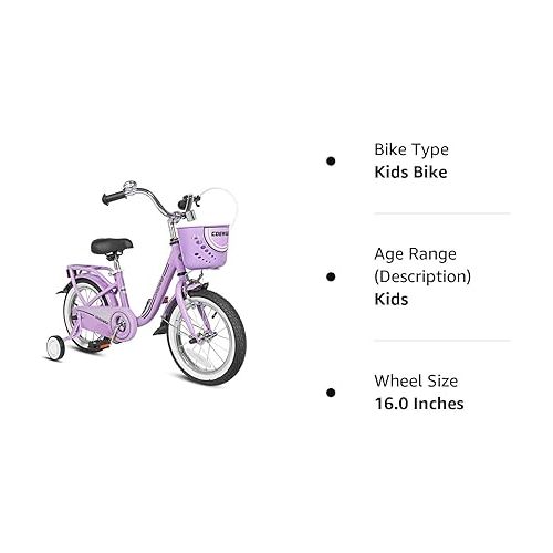  Kid's Bike Bicycles Steel Frame, Toddler Children Girls Bicycle 14-16-18-20 Inch with Training Wheel for 3-12 years old