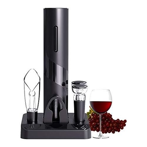  COKUNST Electric Wine Opener Set, Battery Operated Wine Bottle Corkscrew Opener with Foil Cutter, Wine Aerator Pourer, Vacuum Stoppers, Reusable Wine Bottle Openers with Accessorie