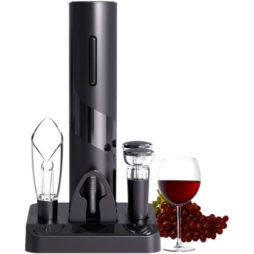  COKUNST Electric Wine Opener Set, Battery Operated Wine Bottle Corkscrew Opener with Foil Cutter, Wine Aerator Pourer, Vacuum Stoppers, Reusable Wine Bottle Openers with Accessorie