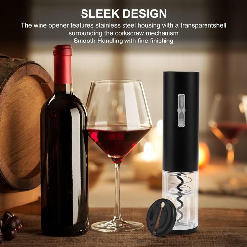  Electric Wine Opener, Type-C Charging Wine Corkscrew Bottle Opener With Foil Cutter, COKUNST Automatic Rechargeable Wine Openers With LED Light For Home Party Restaurant Wedding Gi