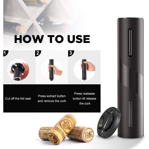  [아마존베스트]Cokunst Electric Wine Opener, Automatic Electric Wine Bottle Corkscrew Opener with Foil Cutter, One-click Button Reusable Wine Bottle Openers with LED Light for Home Kitchen Party