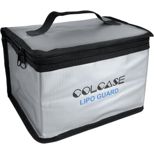  [아마존베스트]COLCASE Fireproof Explosionproof Lipo Safe Bag for Lipo Battery Storage and Charging , Large Space Highly Sturdy Double Zipper Lipo Battery Guard (198x150x135mm)