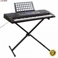 COLIBROX--Electronic Piano Keyboard 61 Key Music Key Board Piano With X Stand Heavy Duty. X Stand LCD Display Screen. A lightweight and adjustable folding X-style keyboard stand.