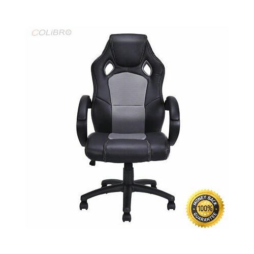  COLIBROX--High Back Race Car Style Bucket Seat Office Desk Chair Gaming Chair Gray New Color: gray Load capacity: 550 LBS Seating Area Dimension: 20 x20 (W X D) Height from ground