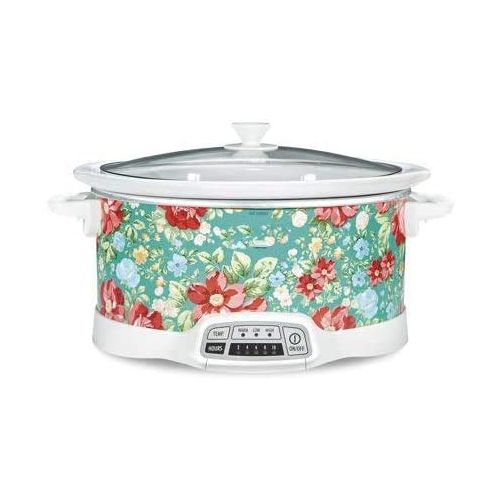 제네릭 [아마존베스트]Generic Bring Cheerful and Charming Style to Your Countertop with Beautiful and Stylish Pioneer Woman 7 Quart Programmable Slow Cooker Vintage Floral,Great Addition to Your Kitchen