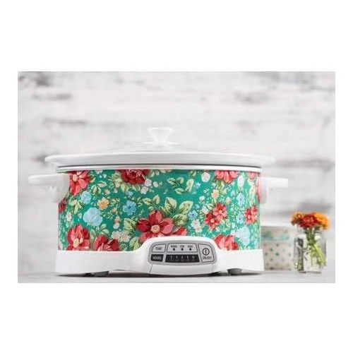 제네릭 [아마존베스트]Generic Bring Cheerful and Charming Style to Your Countertop with Beautiful and Stylish Pioneer Woman 7 Quart Programmable Slow Cooker Vintage Floral,Great Addition to Your Kitchen