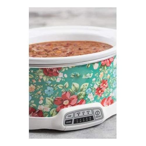 제네릭 [아마존베스트]Generic Bring Cheerful and Charming Style to Your Countertop with Beautiful and Stylish Pioneer Woman 7 Quart Programmable Slow Cooker Vintage Floral,Great Addition to Your Kitchen