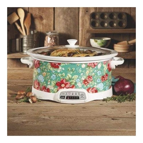 제네릭 [아마존베스트]Generic Bring Cheerful and Charming Style to Your Countertop with Beautiful and Stylish Pioneer Woman 7 Quart Programmable Slow Cooker Vintage Floral,Great Addition to Your Kitchen