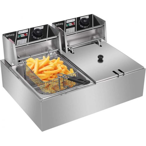  COLIBYOU 5000W Commercial Deep Fryer, 12L Electric Dual Tank Deep Fryer