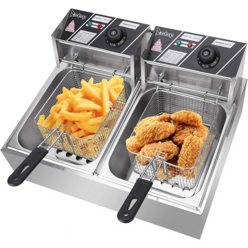  COLIBYOU 5000W Commercial Deep Fryer, 12L Electric Dual Tank Deep Fryer