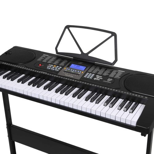  COLLCOLL 61 Key Electric Digital Piano Music Electronic Keyboard Organ LCD Display with Stand Black