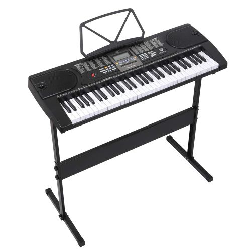  COLLCOLL 61 Key Electric Digital Piano Music Electronic Keyboard Organ LCD Display with Stand Black