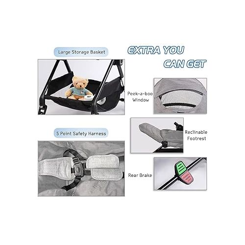  COLOR TREE Baby Stroller Lightweight Stroller for Babies and Toddlers Foldable High Landscape Infant Carriage Pushchair with Adjustable Handle & Reversible Seat, Compact Fold, Gray