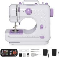 Sewing Machine for Beginners, Portable Mini Sewing Machine, 12 Built-In Stitches, 2 Speeds Double Thread with Foot Pedal, Sewing Machine for Kids, Adults, Purple