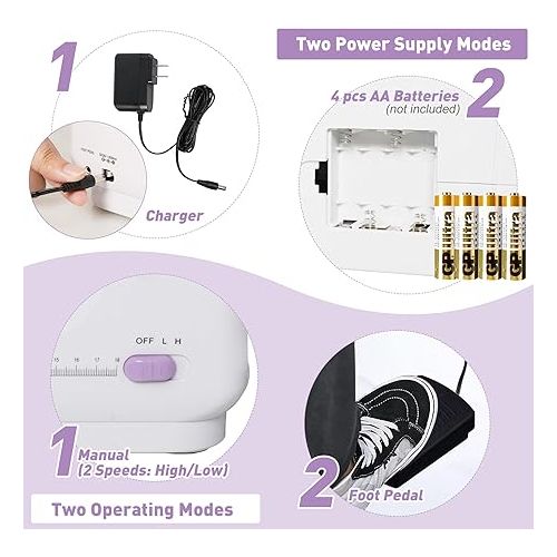 Sewing Machine for Beginners, Portable Mini Sewing Machine, 12 Built-In Stitches, 2 Speeds Double Thread with Foot Pedal, Sewing Machine for Kids, Adults, Purple