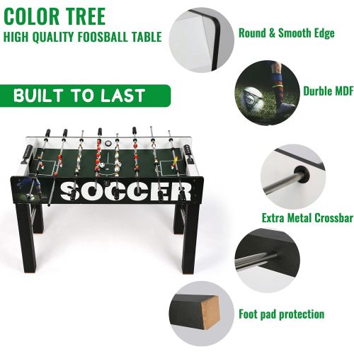  COLOR TREE 48 Inch Foosball Table Game,Competition Sized Wooden Soccer Games Table for Adults,Kids, Families- Game Rooms Arcades Pub Bars Parties, Oak/Black