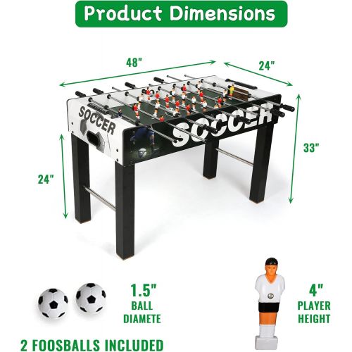  COLOR TREE 48 Inch Foosball Table Game,Competition Sized Wooden Soccer Games Table for Adults,Kids, Families- Game Rooms Arcades Pub Bars Parties, Oak/Black