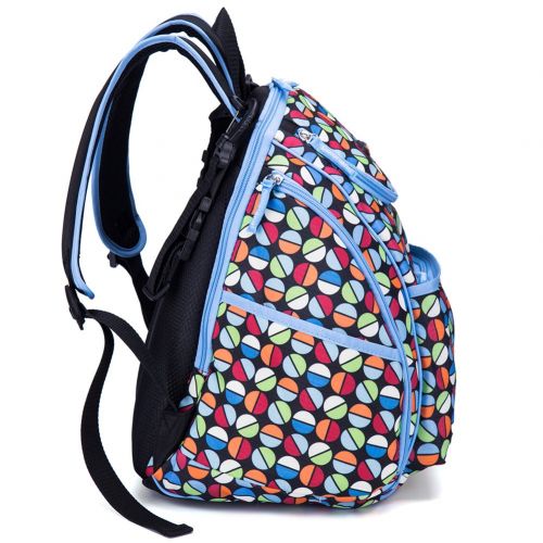  COLORLAND Multi-function Baby Diaper Bag Backpack with Stroller Straps, Changing Pad (Wave Dot)
