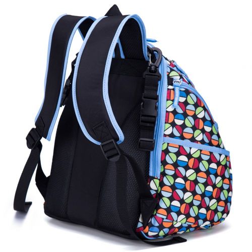  COLORLAND Multi-function Baby Diaper Bag Backpack with Stroller Straps, Changing Pad (Wave Dot)