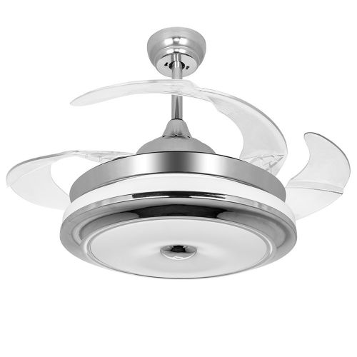  COLORLED Modern Fashion Retractable Blades Ceiling Fan with Light -42 Inch Fan Chandelier for Indoor Living Room Bedroom Home Improvement Ceiling Lighting