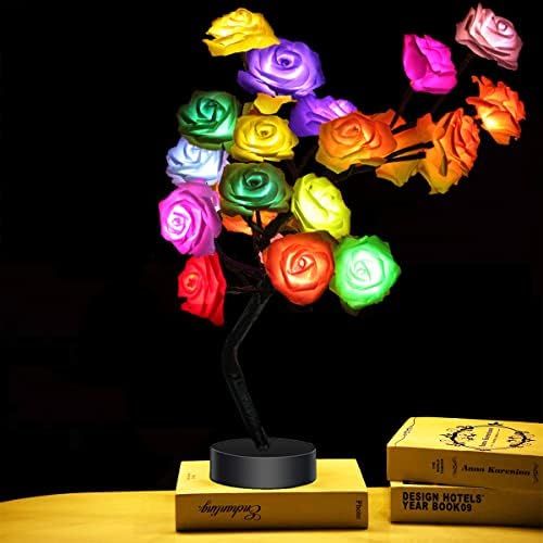  [아마존베스트]COLORLIFE Night Light Color Changing Flower Tree Rose lamp with Remote Control with Timer Christmas Birthday Gift for Girl Kids Women for Holiday and Party Home Room Decoration（Black）……