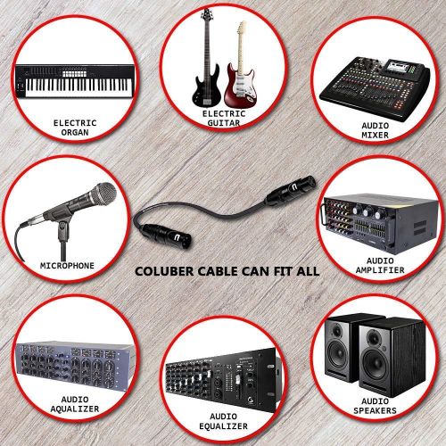  COLUBER CABLE Balanced XLR Cable Male to Female - 0.5 Feet (6 inches) Black - Pro 3-Pin Microphone Connector for Powered Speakers, Audio Interface or Mixer for Live Performance & Recording