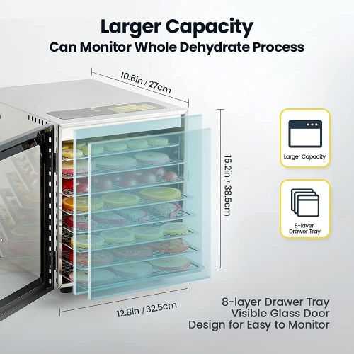  [아마존베스트]Colzer Food Dehydrator Machine(67 Free Recipes) 8 Stainless Steel Trays Adjustable Thermostat Digital Food Dehydrator for Beef, Jerky, Fruit, Dog Treats, Herbs