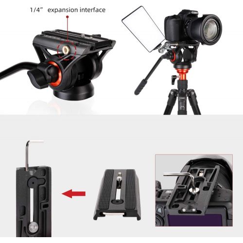  Fluid Head Tripod, COMAN Video Camera Tripod Monopod Aluminium Alloy 70.8 inch for Canon Nikon Sony DSLR Camera