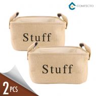 COMFECTO Set of 2 Medium Storage Basket, Heavy Duty Cubby Baskets with Handles, 14x10x8 Lightweight Foldable Collapsible Storage Bins for Baby Nursery Clothes Laundry Shoe Kids Roo