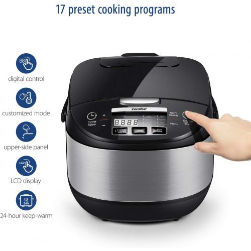  [아마존 핫딜]  [아마존핫딜]COMFEE MB-FS5077 Japanese, Professional 17-in-1 Multi Cooker, Rice Warmer with Food Steamer, Stainless Steel Inner Pot, 5L 20 Cups,