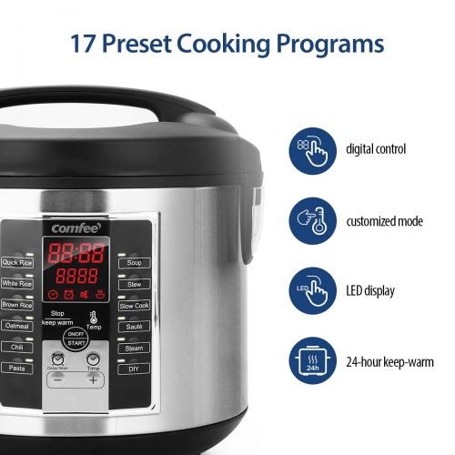  [아마존 핫딜]  [아마존핫딜]COMFEE Comfee MB-M25 20 Cup (Cooked) Professional Digital Rice Cooker, Multi Cooker, Food Steamer, Stainless Steel Exterior